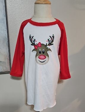 3 for $10 🦌 Reindeer Girl Christmas Raglan Nightgown Size 5T